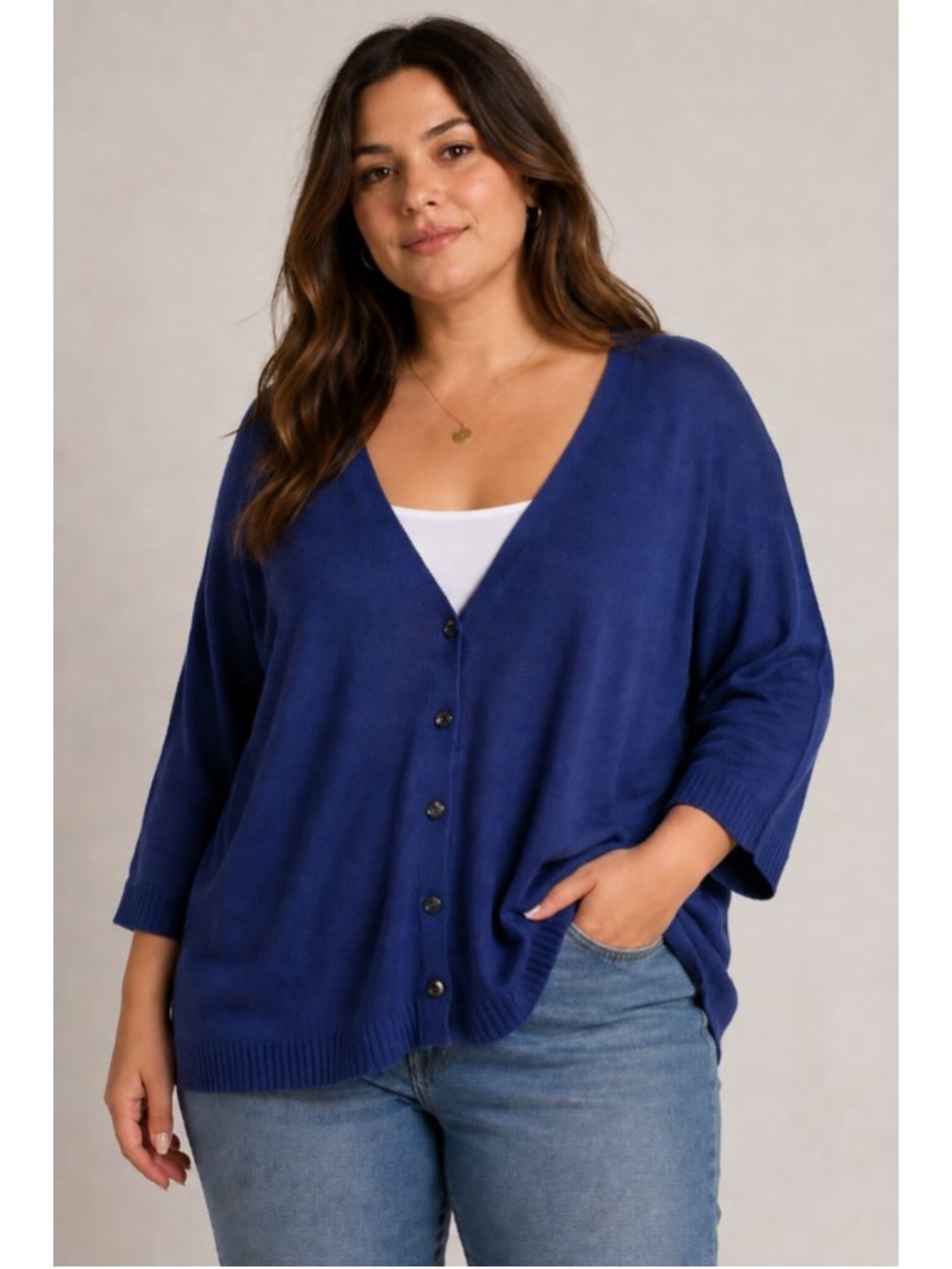 Saks Fifth Avenue 3X Blue Sweater 100% Cotton Knit Pullover Casual